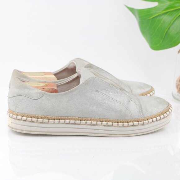 J Slides Shoes - JSlides Womens Kayla Slip On Shoe Size 9 Slver Metallic Leather Sneaker Casual